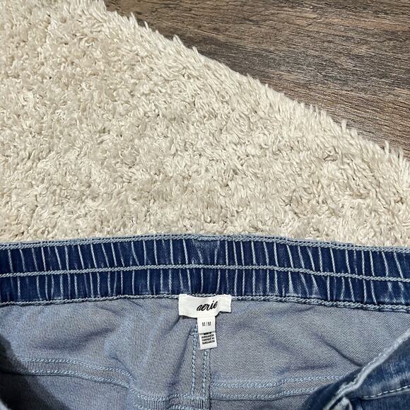 Aerie Medium Mid Rise Baby Flare Elastic Waist Y2K-Inspired Streetwear Jeans - Picture 5 of 6